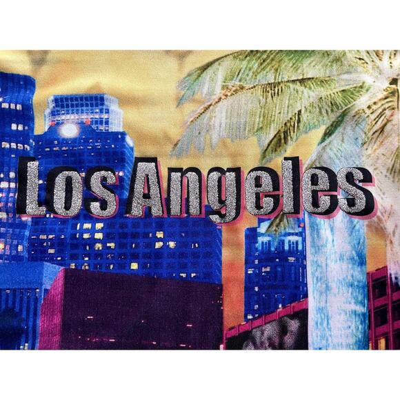 Self Esteem Sz L Los Angeles Graphic Knit Top Y2K Stretch Unique Vintage Unique - Picture 5 of 9